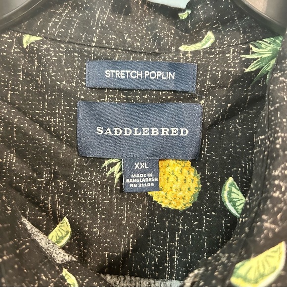 Saddlebred Stretch Poplin Pineapple & Lime Button Up Top Size xxl - Picture 2 of 6